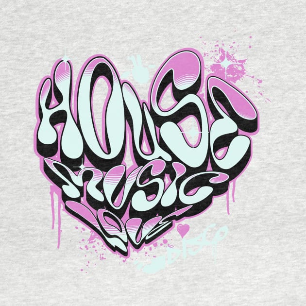 HOUSE MUSIC - Graffiti Love Heart (Pink) by DISCOTHREADZ 
